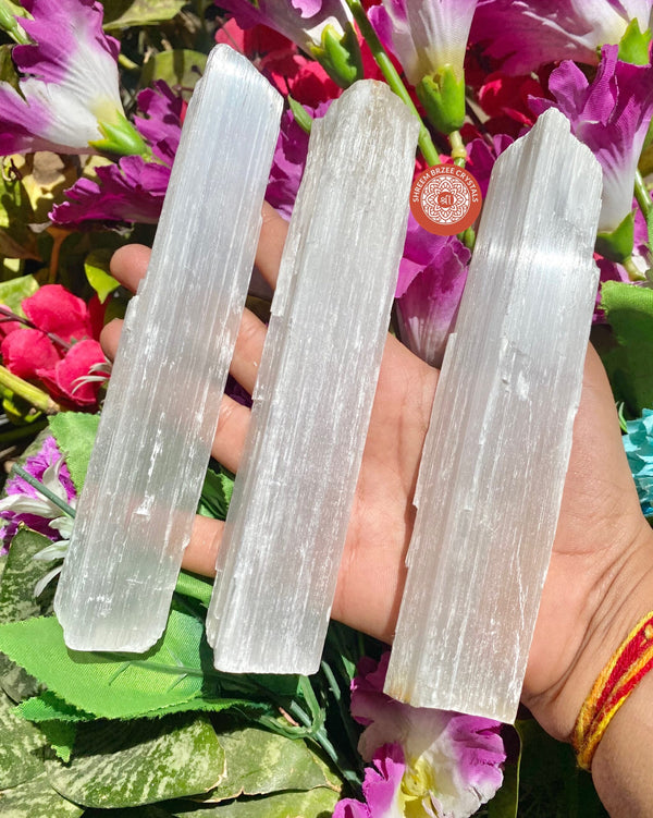 Selenite Raw Wands