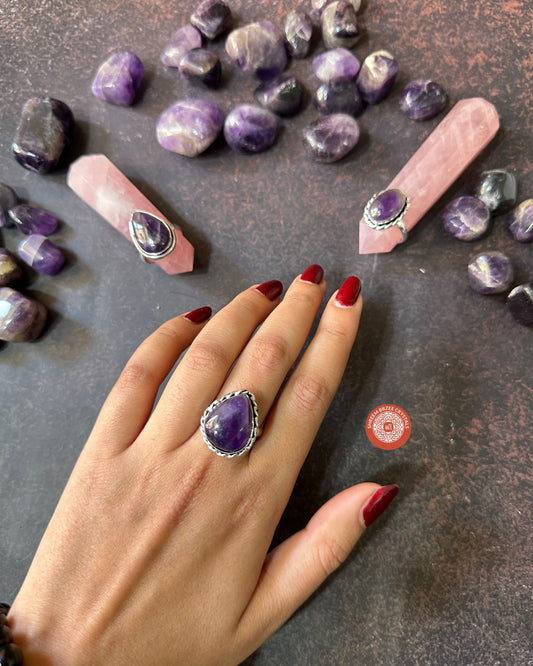 Amethyst adjustable rings