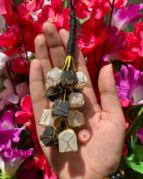 Black Tourmaline with Selenite Hanging