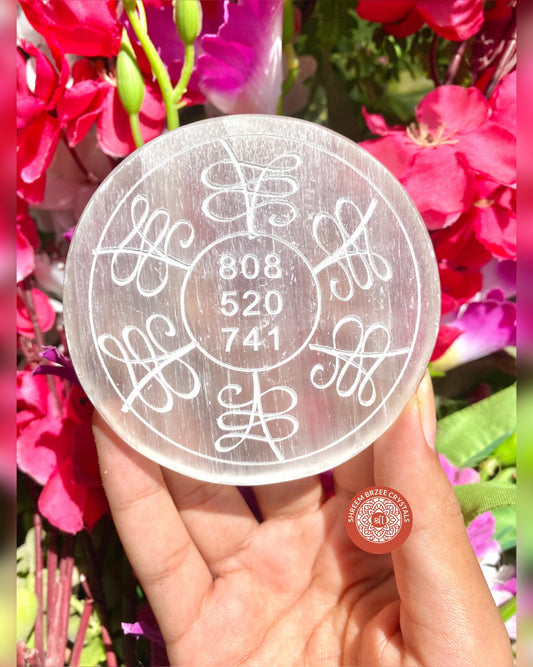 Selenite Plate With Zibu Symbols And Angelic Code