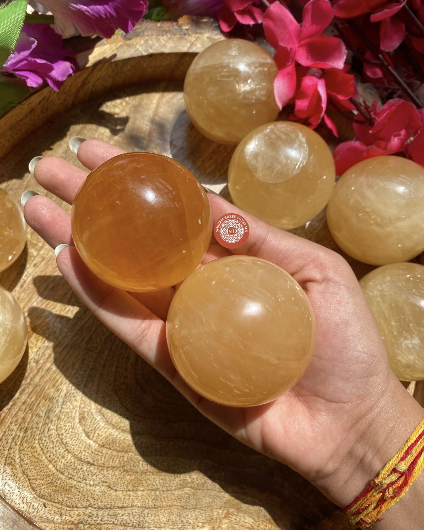 Honey Calcite Spheres