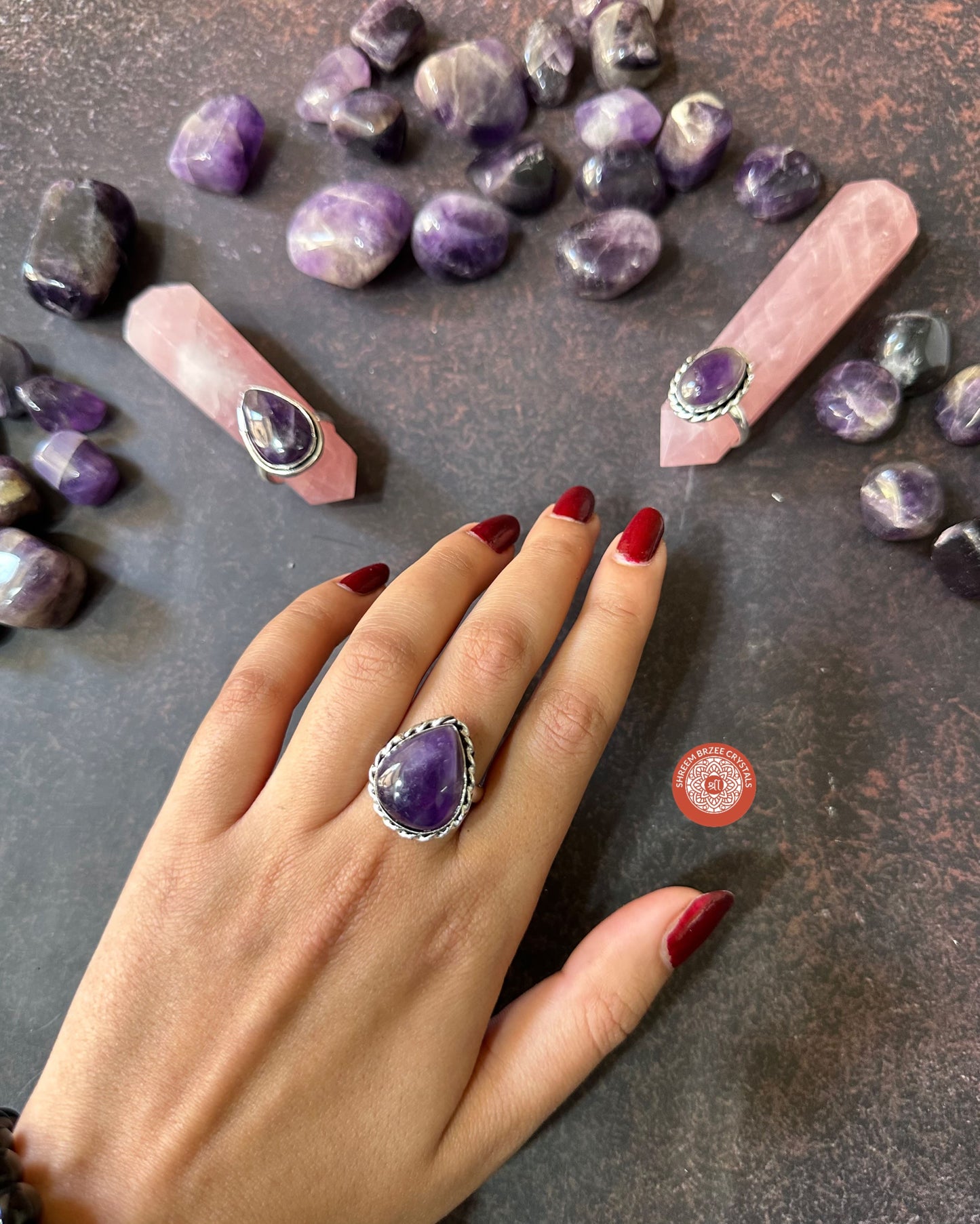 Amethyst adjustable rings