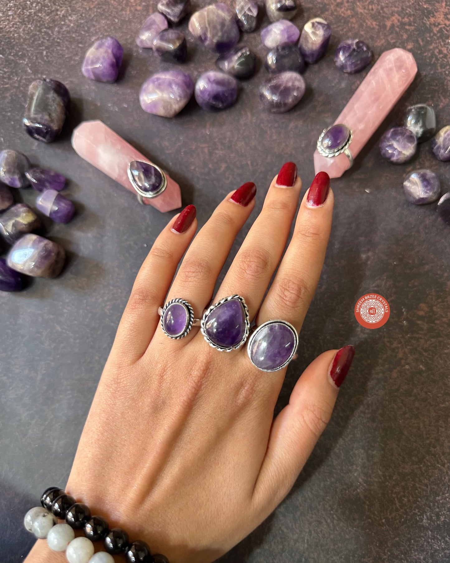 Amethyst adjustable rings