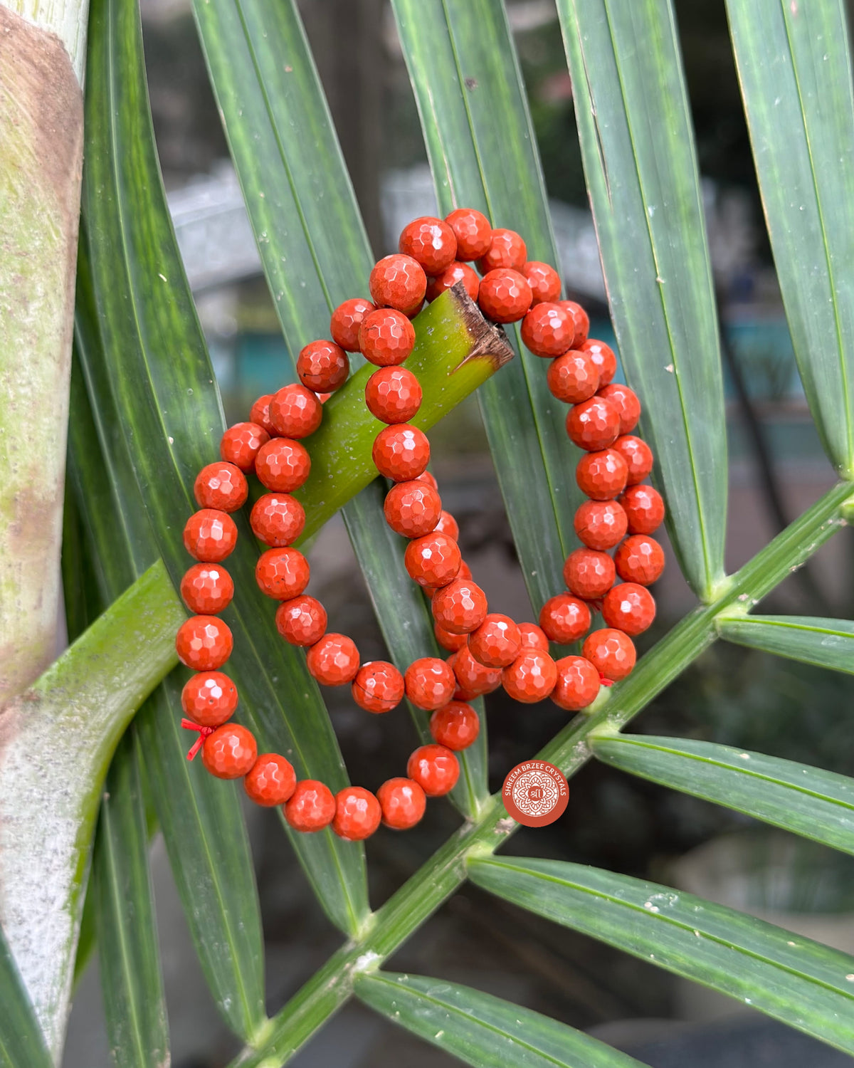 Red jasper diamond cut bracelet